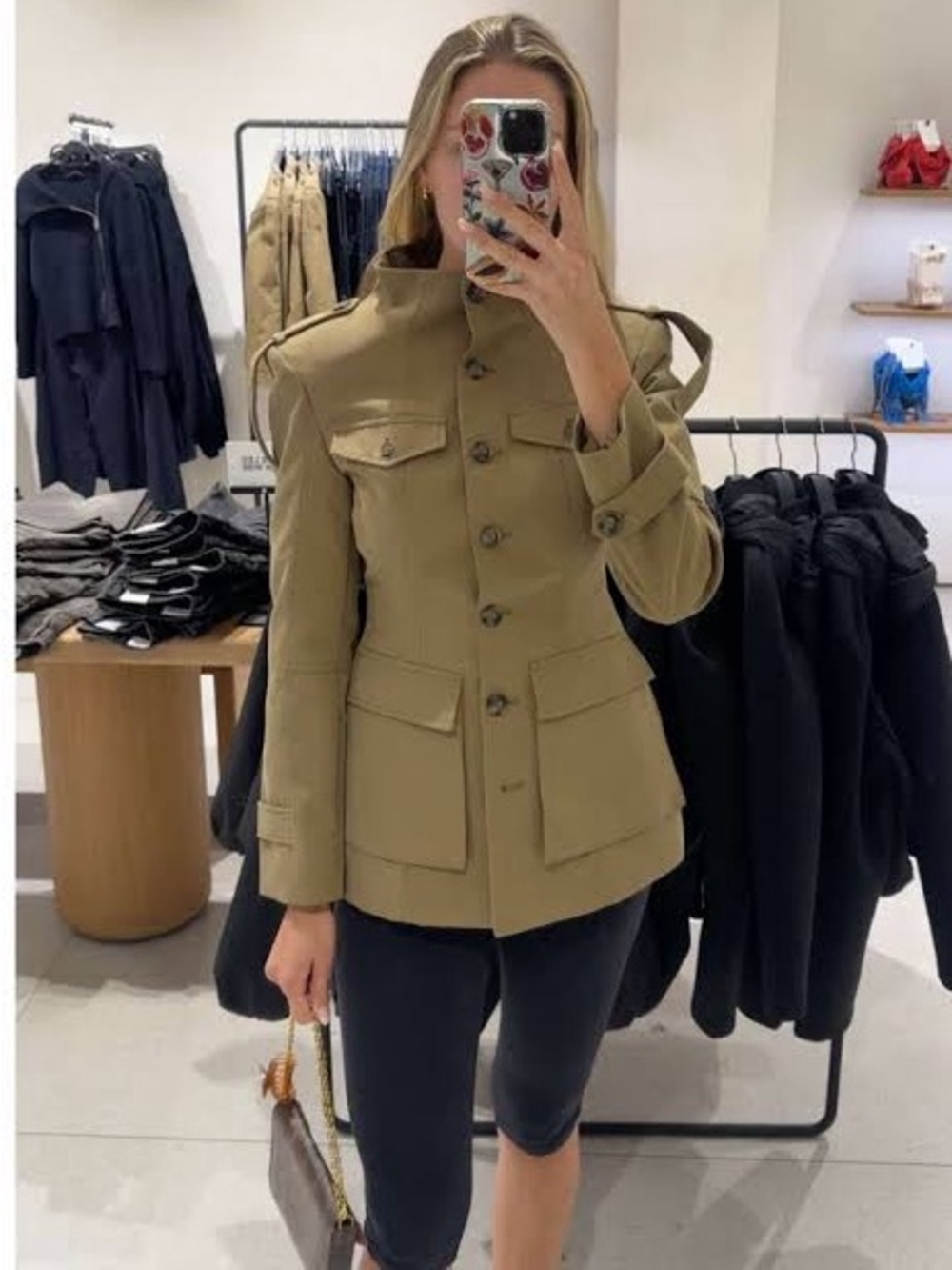 Zara Olive Green Military Utility Jacket